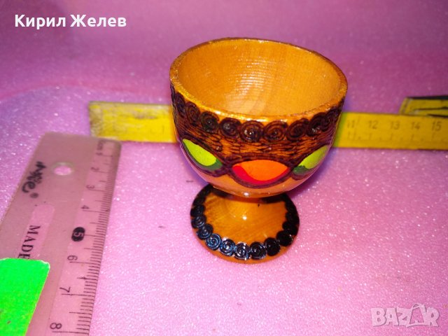 СТАРА ПИРОГРАФИРАНА ДЕКОРАТИВНА ДЪРВЕНА ЧАШКА ЕТНО СУВЕНИР РЪЧНА ИЗРАБОТКА 42849, снимка 2 - Декорация за дома - 44184887