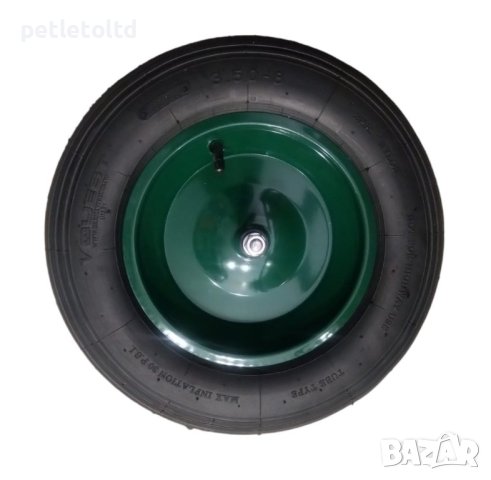 Колело за количка Ф 380 мм, Размер: 3.50 - 8 - с вътрешна гума, комплект с ос