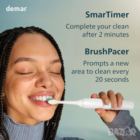 Електрическа четка за зъби Philips Sonicare серия 2000, бяла,HX4021/01, снимка 7 - Други - 53705701