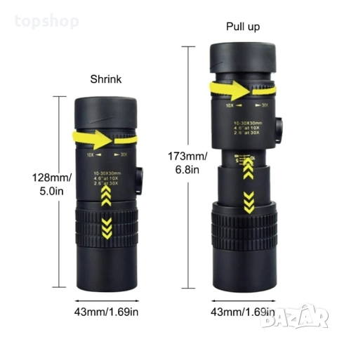 Нов Монокулярен телескоп, 10-300 x 40 мм BAK4 призма/FMC обектив/нощно виждане/зум HD монокулярен..., снимка 7 - Екипировка - 51572618