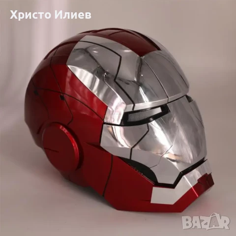 Реалистична Светеща маска на Железния човек Iron Man Marvel Моторизирана с гласови команди, снимка 6 - Друга електроника - 51286614