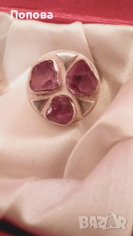 Огромен авторски сребърен масивен  пръстен с аметисти, снимка 5 - Пръстени - 44729908