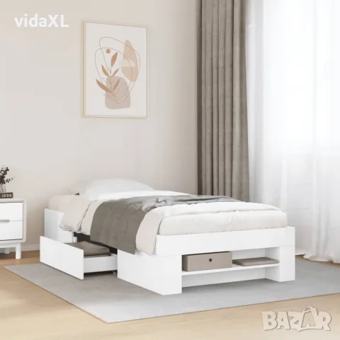 vidaXL Рамка за легло, бяла, 90x200 см, масивно дърво, снимка 2 - Спални и легла - 56146891