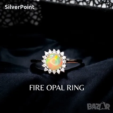 Сребърен пръстен с натурален Етиопски опал, снимка 1