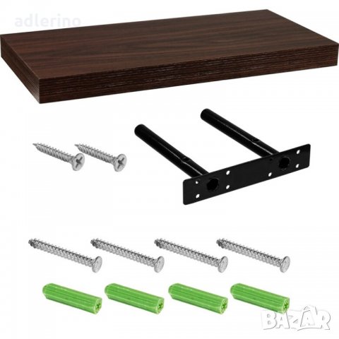 Стеннен рафт "Volto", рафт за стена, 110 см, тъмен дървесен декор, скрито монтиране, снимка 3 - Етажерки - 34389736