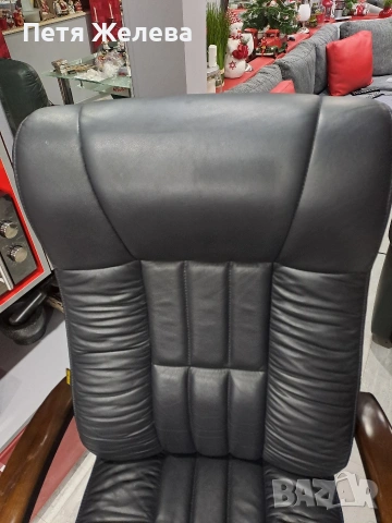 Директорски стол от естествена кожа и дървени подлакътници, снимка 11 - Столове за офис - 53246624