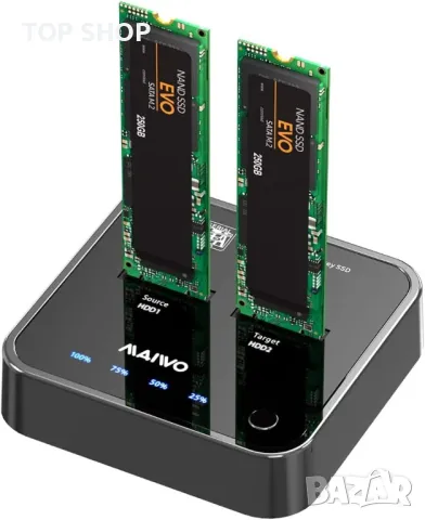 MAIWO K3016S 2 Bay m.2 SATA докинг станция, кутия за външен твърд диск Type C към SATA SSD, снимка 6 - Друга електроника - 48514514