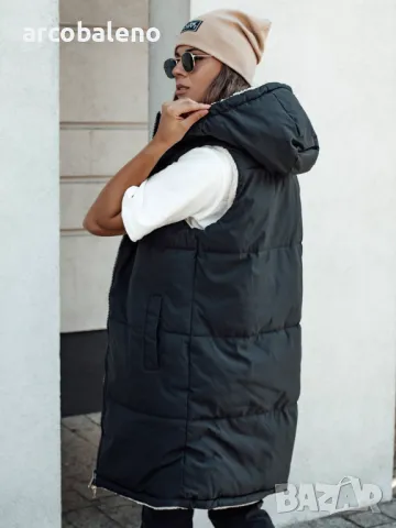 Дълго дамско ватирано яке без ръкави с качулка COSYVIVA, 3цвята , снимка 10 - Якета - 47380800