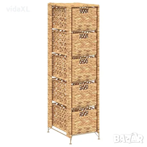 vidaXL Скрин с 5 чекмеджета-кошници, 25,5x37x100 см, воден хиацинт, снимка 1 - Скринове - 56146374