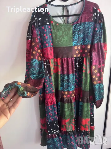 Рокля с десен в стил “Desigual” 2XL- 3XL еластична, снимка 3 - Рокли - 47395820