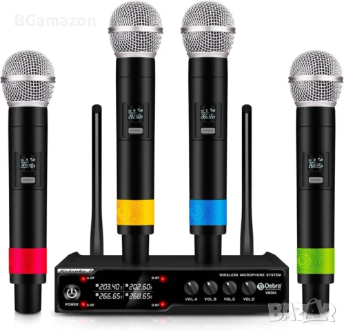 НОВА безжична микрофонна система с 4 / четири микрофона Debra Audio VM304 VHF, XLR интерфейс, снимка 1