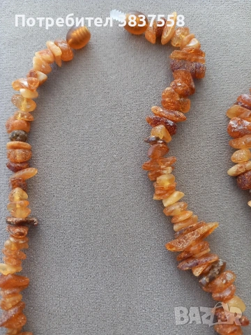 огърлица от необработен кехлибар, дължина 44-47 см , снимка 2 - Колиета, медальони, синджири - 53809208