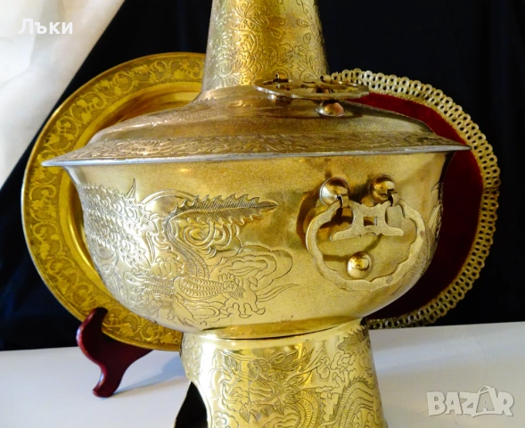 Китайско бронзово барбекю,тенджера на дървени въглища. , снимка 8 - Антикварни и старинни предмети - 53773424