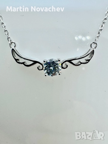 Сребърно колие с мойсанит (Диамант) 0.5 карата, снимка 5 - Колиета, медальони, синджири - 52619349