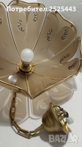 Абажур (Полилей) метален със 7 стъкла и Нова LED крушка Е27 9W 4000K, снимка 7 - Лампи за таван - 41704119