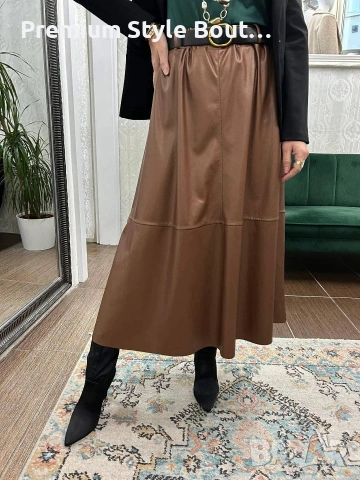 кожена пола с колан , снимка 2 - Поли - 53717355