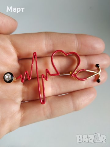 Медицинска Брошка Стетоскоп Подарък за студент Лекар Доктор Фармацевт , снимка 2 - Други - 37941029