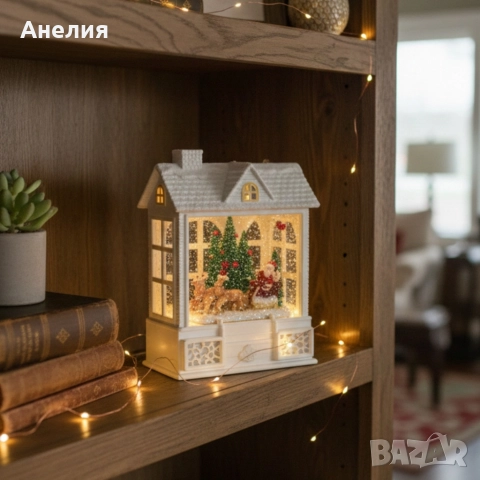 Снежна Коледна къщичка с Дядо Коледа, снимка 2 - Декорация за дома - 52657782