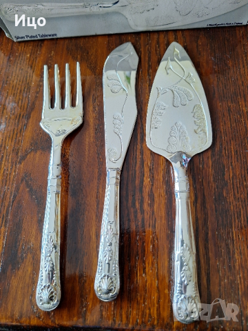 Посребрени прибори за торта 3бр, снимка 1