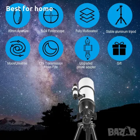 Мощен телескоп  80 mm х 600 mm от Celticbird, снимка 9 - Чанти, стативи, аксесоари - 48950291