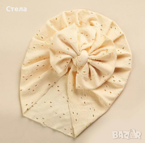Шапка тюрбан с панделка,  пролетно- есенна шапка за бебе и малко дете