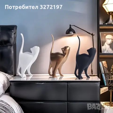 Елегантна Ръчно Изработена Скулптура на Котка, снимка 2 - Статуетки - 48296748