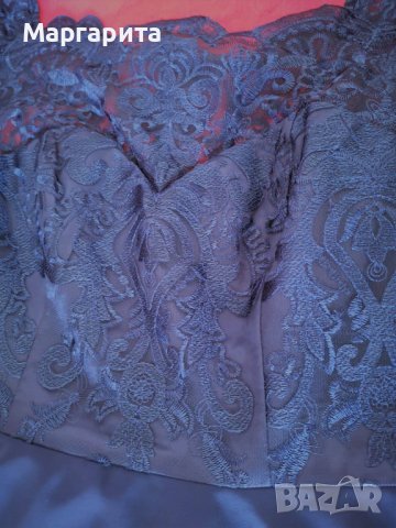 Елегантна тъмносиня рокля с бродерия Chi Chi London Curve, снимка 5 - Рокли - 40060176