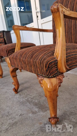 Кресло винтидж с табуретка, снимка 2 - Дивани и мека мебел - 53720651