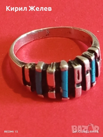 СРЕБЪРЕН ПРЪСТЕН с ТЮРКОАЗ МЕКСИКАНСКИ СТИЛ АРТ БИЖУ МАЙСТОРСКА ИЗРАБОТКА 43192, снимка 5 - Пръстени - 52854942