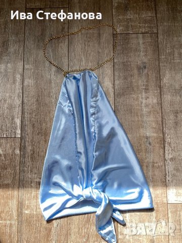 Разкошен официален сатен парти елегантен  сатенен светло бебешко син топ , снимка 3 - Корсети, бюстиета, топове - 40368205