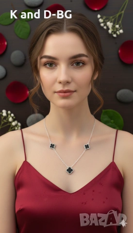 Дамско сребърно колие стил "Ван Клифт" , снимка 5 - Колиета, медальони, синджири - 53522836