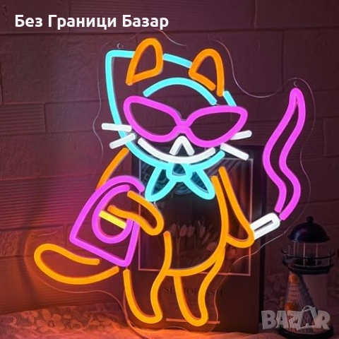 Нова Неонова табела котка LED USB светлина за декорация стена стая дом, снимка 3 - Декорация за дома - 53154669