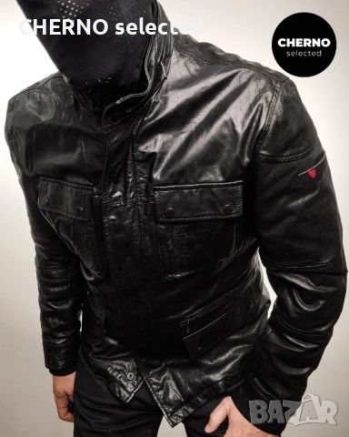 Мъжко яке от естествена кожа STRELLSON HUCK Men’s Leather Multipocket Casual Jacket – размер L 