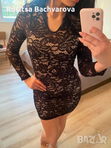 Дантелена рокля с дълъг ръкав, М размер