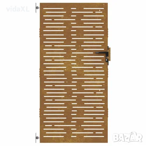 vidaXL Градинска порта 85x200 см, кортенова стомана, квадратен дизайн, снимка 4 - Огради и мрежи - 56146164
