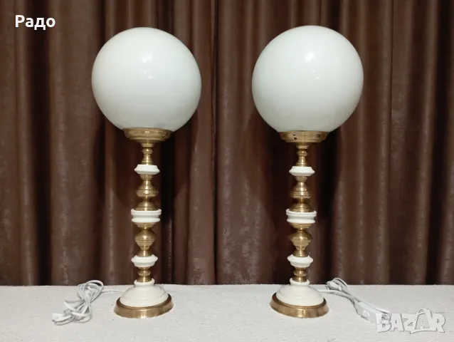 Комплект от две големи месингови порцеланови лампи - лампа