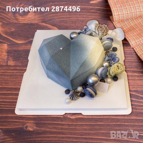 3152 Силиконов молд – Голямо Диамантено сърце, снимка 12 - Форми - 35764524