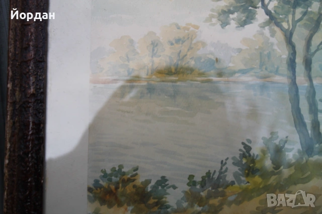 Стара картина акварел Петров, снимка 4 - Картини - 53710971