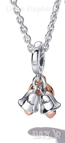 Сребърен висящ елемент Пандора,"Just married",Rose Gold/нов, снимка 1