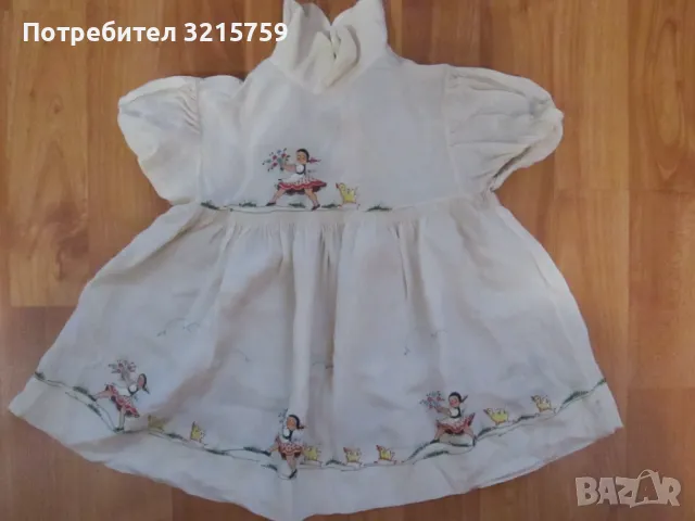 Винтидж детска копринена рокля , ръчно рисувана, снимка 1