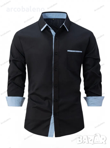 Мъжка бизнес вталена ежедневна риза с цветни блокове, Риза с дълъг ръкав, 8цвята , снимка 11 - Ризи - 44839754