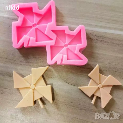 Вятърна мелница въртележка силиконов молд форма фондан близалки шоколад декор, снимка 7 - Форми - 39215247