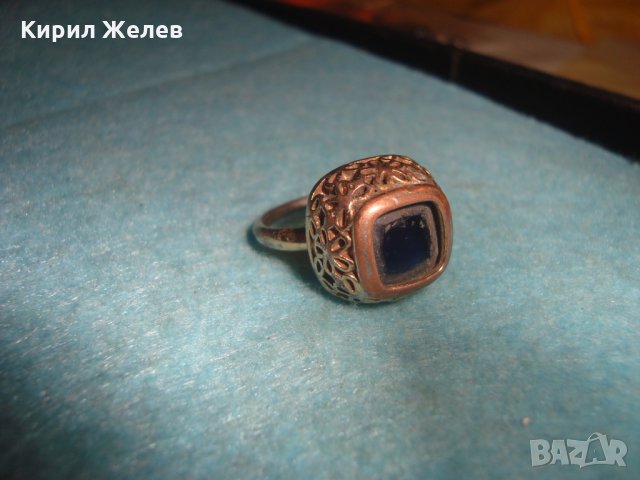 СТАРИНЕН МЕДЕН ПОЗЛАТЕН СКЪПОЦЕНЕН ПРЪСТЕН ЮВЕЛИРНА МАЙСТОРСКА ИЗРАБОТКА с ЧЕРЕН ОНИКС УНИКАТ 26803, снимка 7 - Антикварни и старинни предмети - 34831040