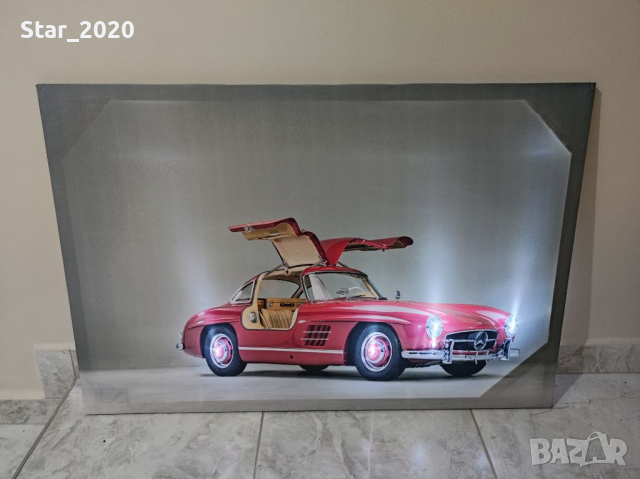 Светеща картина с Led осветление - Mercedes SL old, снимка 2 - Картини - 36313916