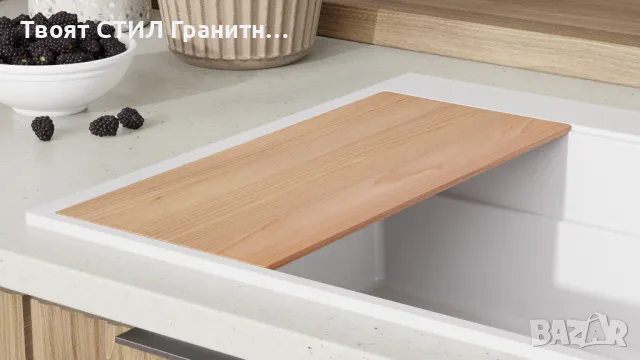 Бяла кухненска мивка от гранит Осло 80 Max Multilevel 780 x 530 mm, снимка 3 - Мивки - 47714583