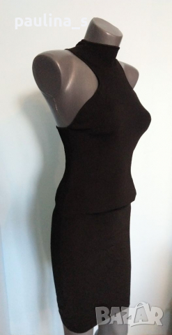 Еластична дизайнерска рокля с кожен ефект "Gestuz"® / унисайз , снимка 1 - Рокли - 36225328