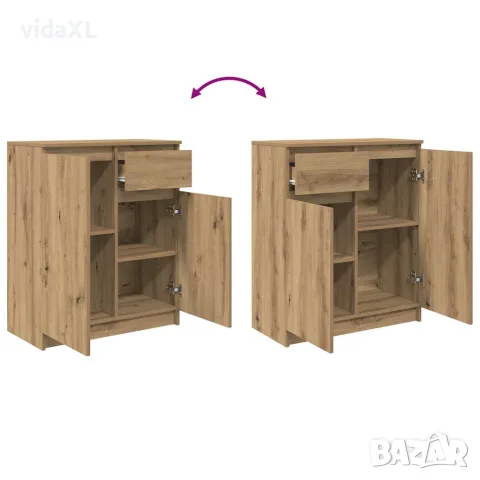 vidaXL Бюфет с чекмеджета, дъб артизан, 71x35x84 см, инженерно дърво, снимка 9 - Бюфети - 56148256