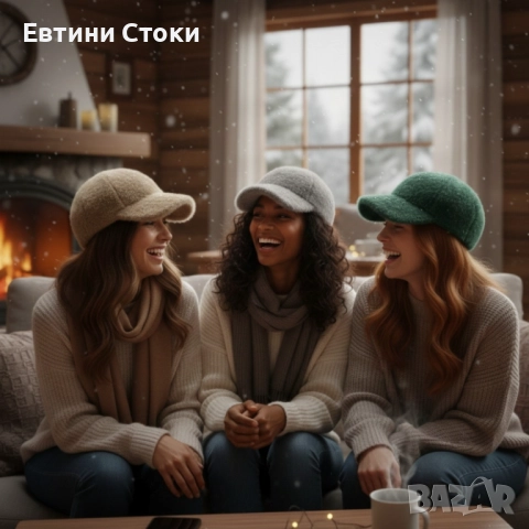 Топла дамска шапка с козирка - пухкав зимен комфорт, снимка 7 - Шапки - 52702832