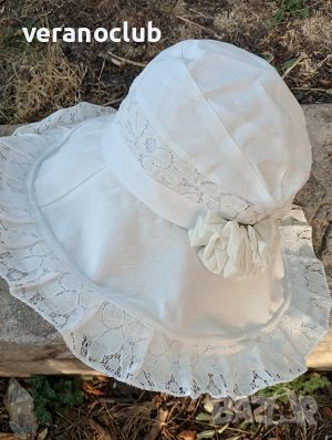 Капела Бяла Лукс Елеганца Памучен плат, снимка 4 - Шапки - 39920012