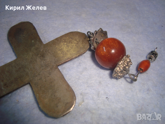 ГОЛЯМ СТАР СРЕБРИСТ СТИЛНО ОРНАМЕНТИРАН НАГРЪДЕН КРЪСТ с АВАНТЮРИН ТОПЧЕ КАМЪЧЕТА 19035, снимка 6 - Колиета, медальони, синджири - 36365269